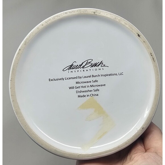 Vtg Laurel Burch Ceramic Cat Food Water Bowl Colorful Whimsical Cat Design 5-1/4 - Picture 5 of 13